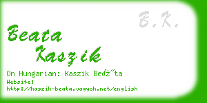 beata kaszik business card